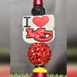 NFL Kansas City Chiefs Sparkly/Blingy Custom Created Super Fan Beaded Pen